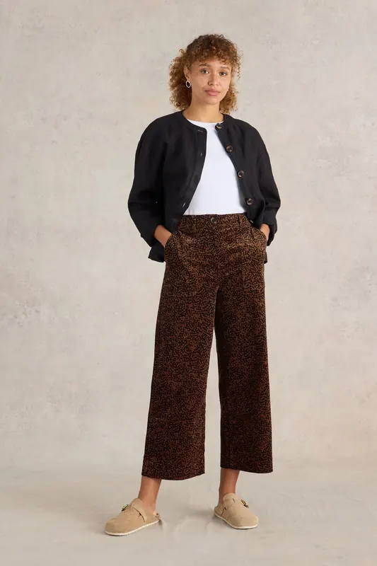 White Stuff Romy Cord Cullotte Black Print Maat: 6 SHORT | Wijde Broeken Outlet | Dames | Zwart