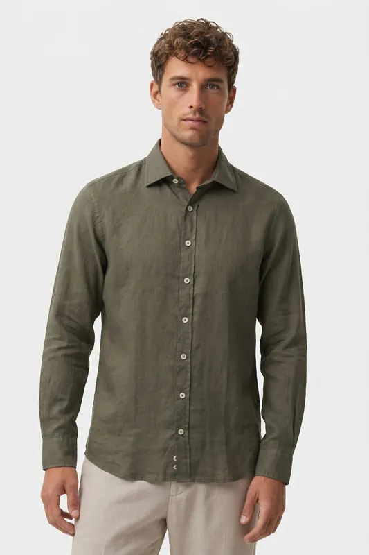 Brooks Brothers Classic Collar Shirt Linen Brown Maat: XXXL | Casual Overhemden Outlet | Heren | Bruin