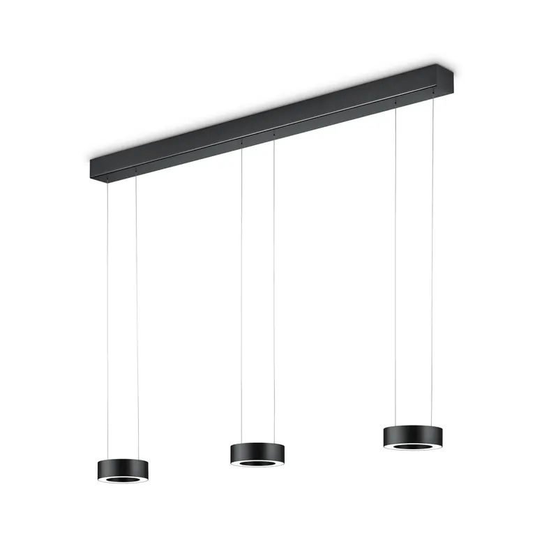 Lampa wisząca LED Zera-3, długość 120 cm, czarna, z akrylową osłoną