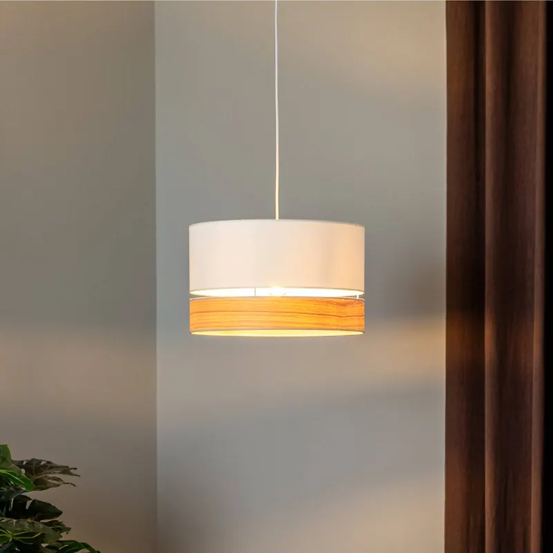 Żyrandol Euluna Levo, Ø 40 cm, jesion/ecru