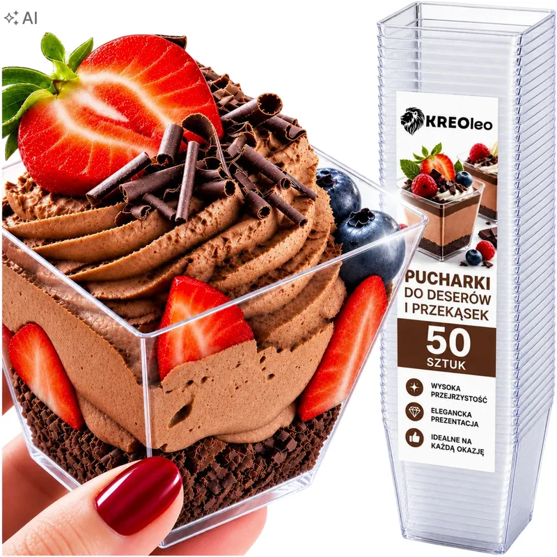 Pucharki Do Deserów Lodów 120ML 50SZT Pojemniki Na Desery Zestaw