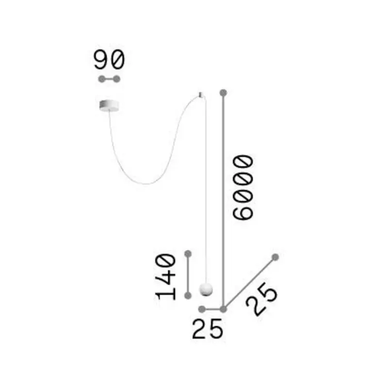 Lampa wisząca LED Ideal Lux Archimede Sfera, czarna, metalowa