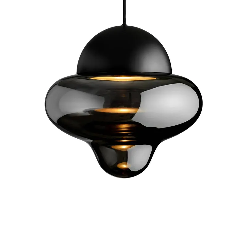 Żyrandol LED Nutty XL, dymnoszara / czarna, Ø 30 cm