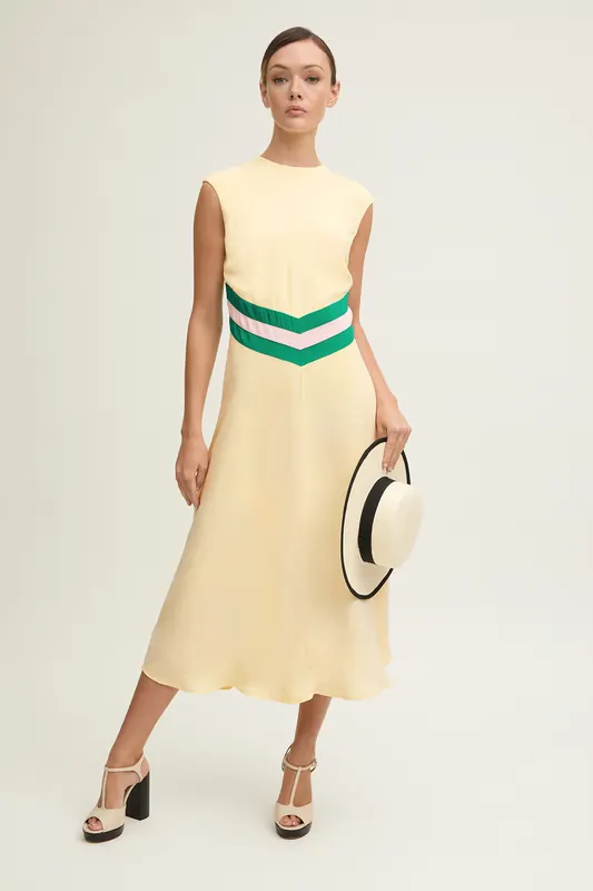 LK Bennett Dr Rami Colour Block Dr Yellow Maat: 16 | Midi Jurken Outlet | Dames | Geel