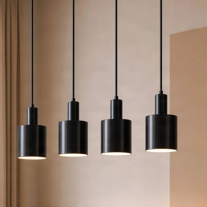 Żyrandol Lindby Ovelia, czarna, 4-punktowa, metalowa, E27