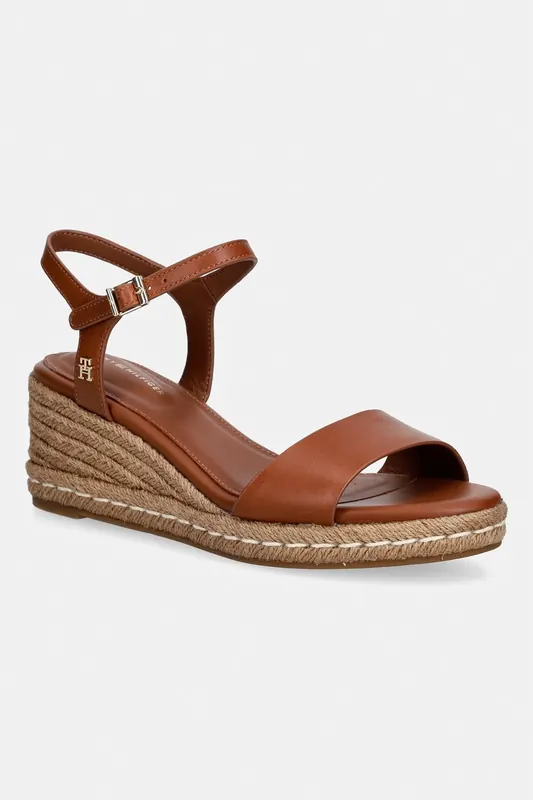 Tommy Hilfiger sandały na koturnie skórzane MID WEDGE ESPAD LEATHER