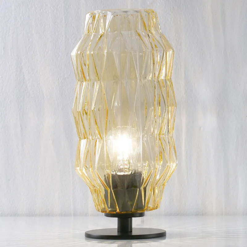 Lampa stołowa Origami, bursztynowa