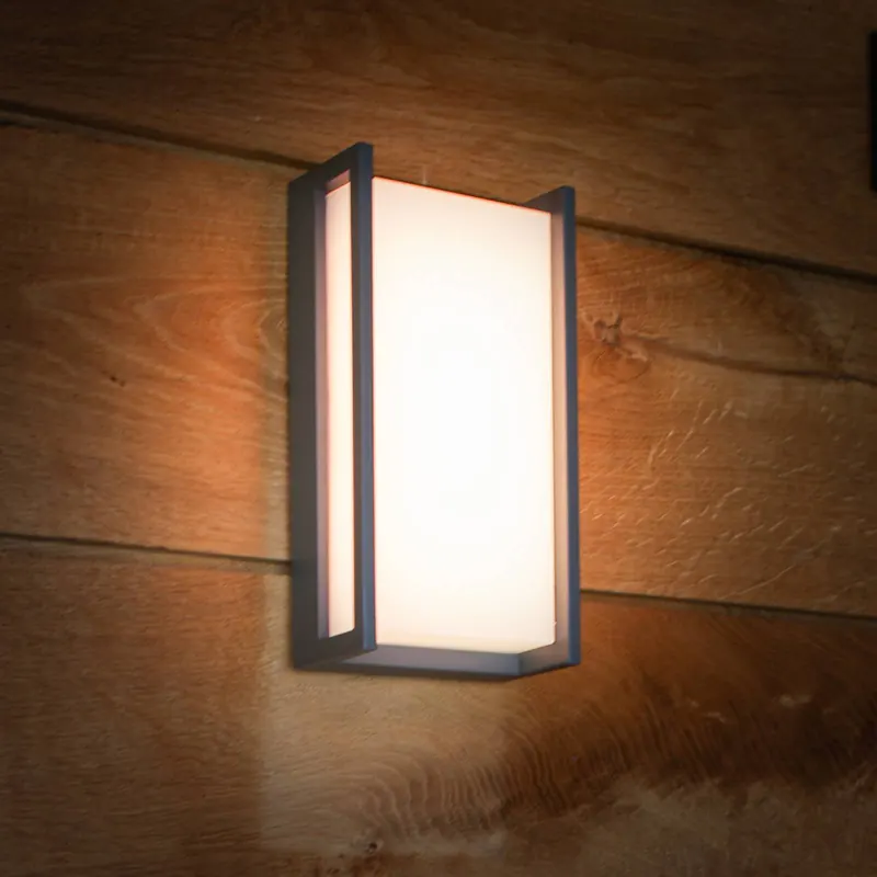 Inteligentny kinkiet zewnętrzny LED QUBO, ciemnoszary, 22 cm, IP54, RGB, CCT
