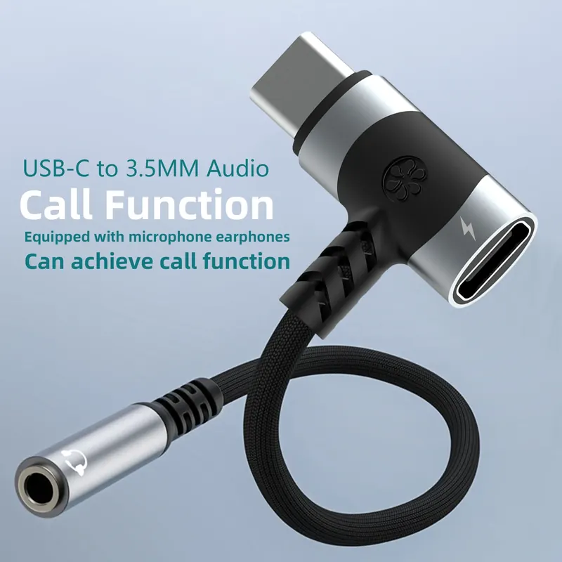 Adapter USB-C 2-w-1 na audio 3,5 mm z szybkim ładowaniem PD 100W i gniazdem Aux/Mic do smartfonów i tabletów