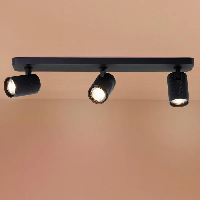 Reflektor sufitowy Marty, długość 53 cm, kolor piaskowo-czarny, 3-punktowa.