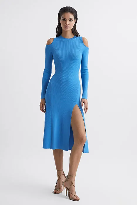 Reiss Jean Midi Dress Blue Maat: XS | Midi Jurken Outlet | Dames | Blauw