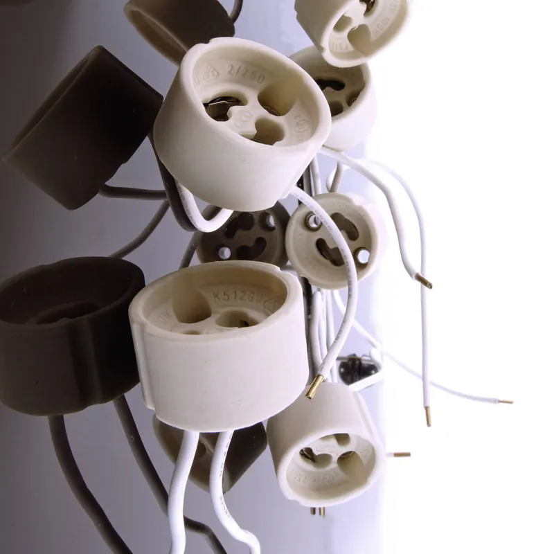 Oprawa GU10, ceramiczna, biała, kabel 15 cm, maks. 35 W