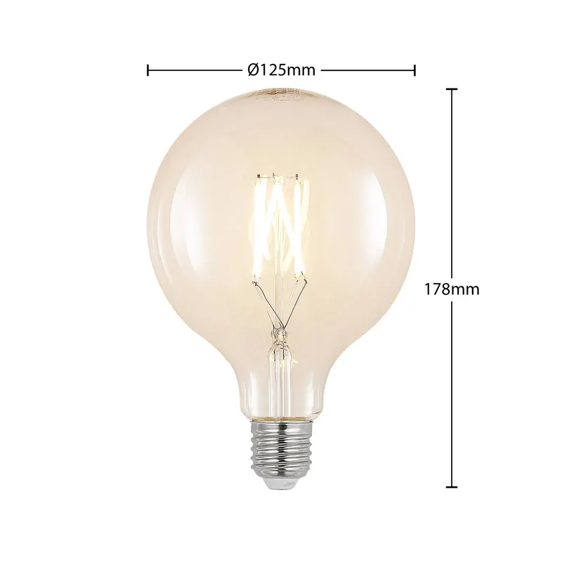 Żarówka LED G125 E27, 8 W, 2700 K, przezroczysty żarnik, ściemniany