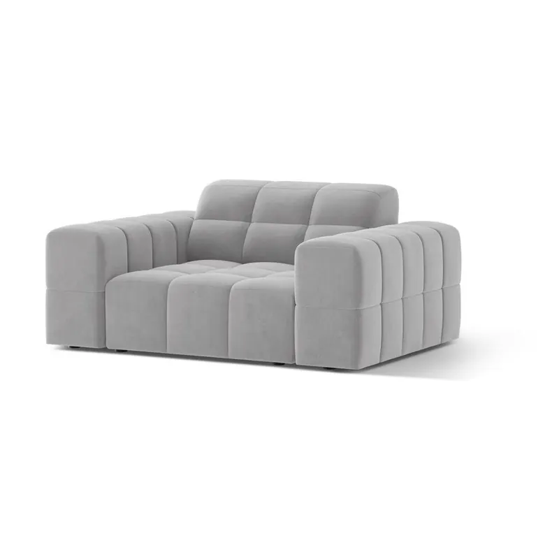 Jasnoszary aksamitny fotel Chicago – Cosmopolitan Design