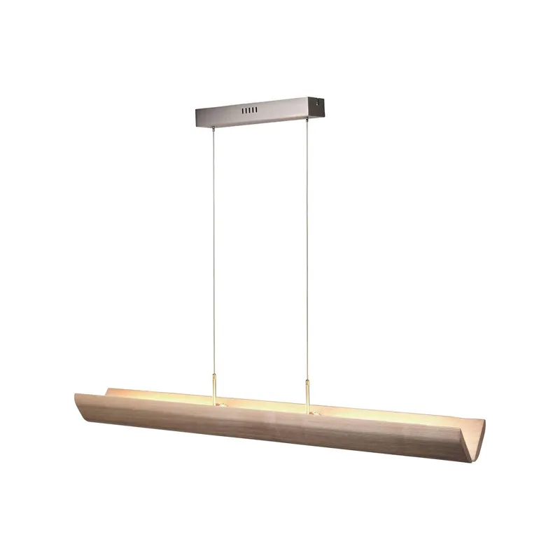 Żyrandol LED Monterra, długość 132 cm, brązowy, drewno