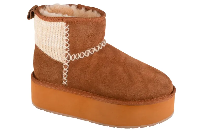 EMU Australia Stinger Knit Flatform W13143-CHES, Damskie, Brązowe, buty zimowe, skóra zamszowa, rozmiar: 38