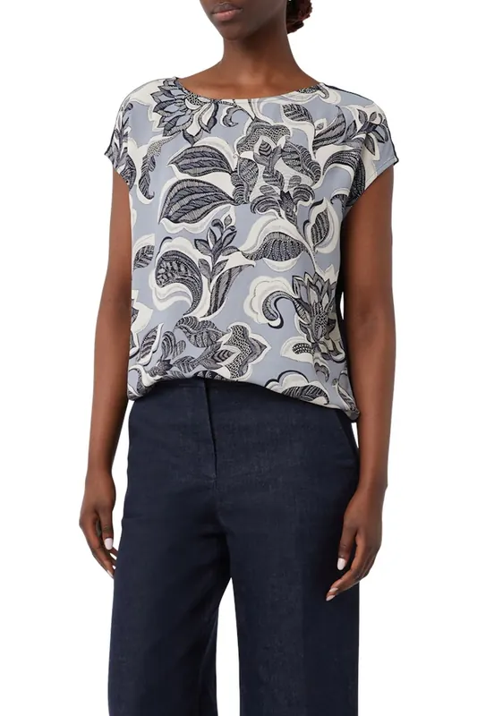 Comma T-shirts Marine Maat: 36 | Blouses Outlet | Dames | Blauw