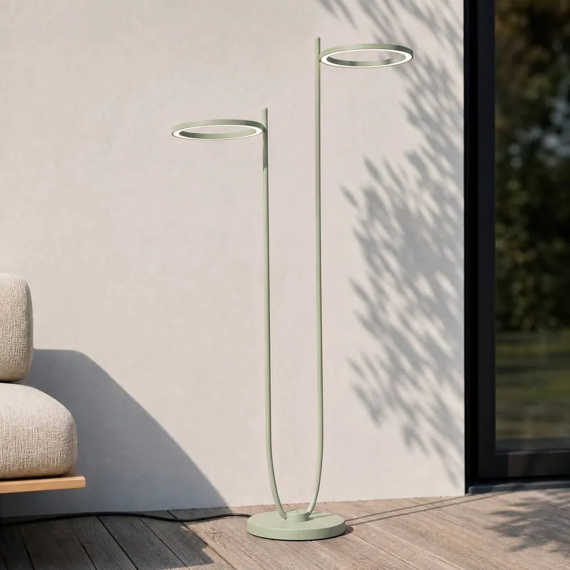Lampa stojąca zewnętrzna LED Lucande Sylvara, zielona, CCT, 2-punktowa