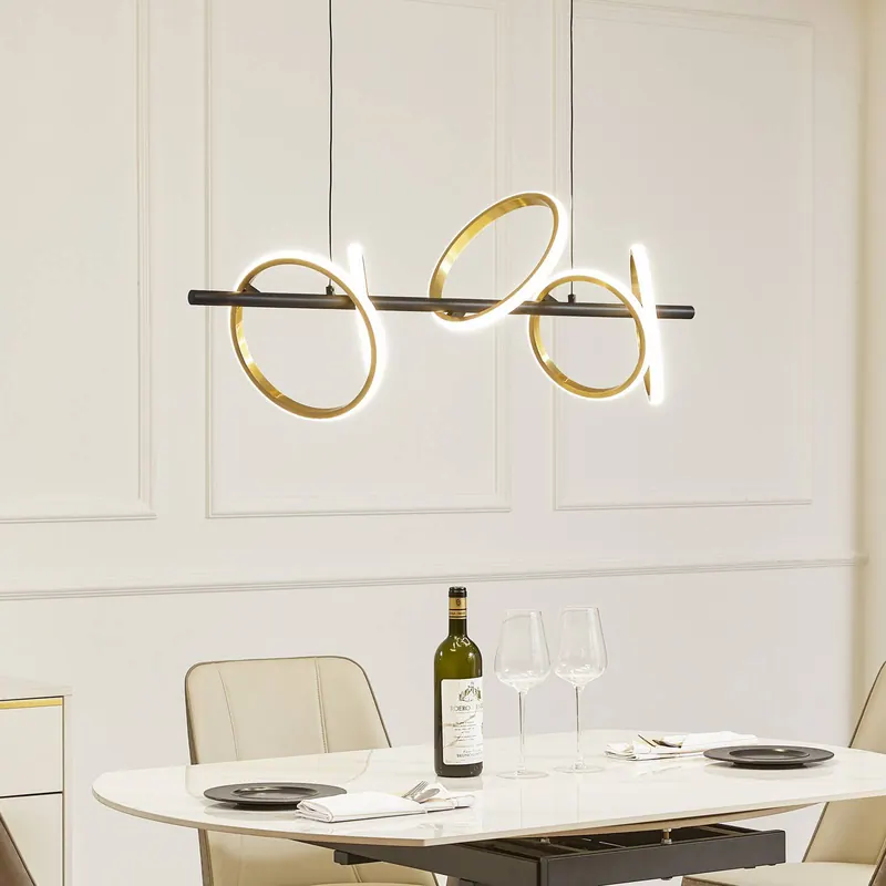 Żyrandol LED Lucande Madu, czarna, metalowa, długość 92,5 cm