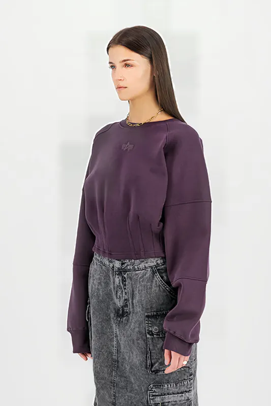 Alpha Industries Waisted Sweater Plum Maat: S | Sweaters Outlet | Dames | Paars