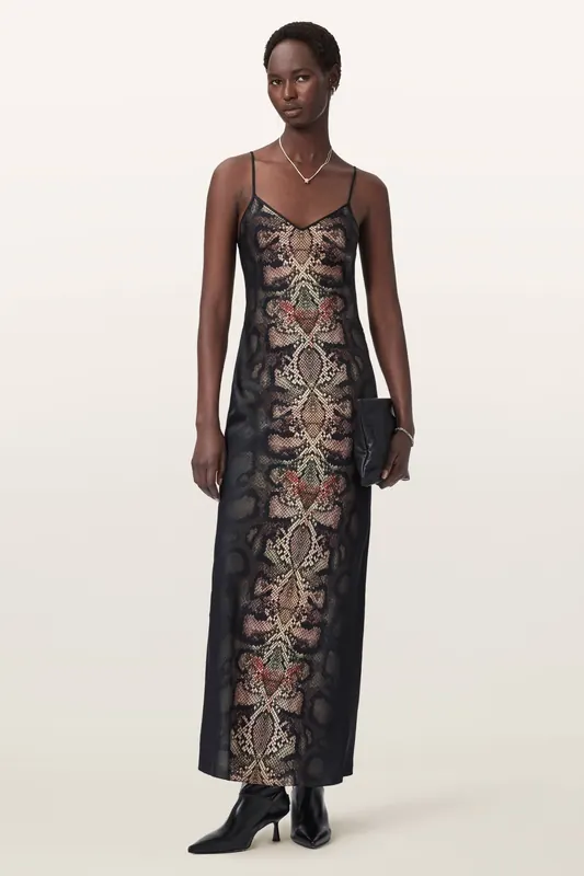AllSaints Bryony Maxi Dress Ophis Black Maat: 2 | Maxi Jurken Outlet | Dames | Zwart