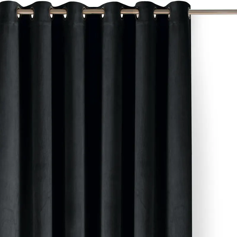 Czarna aksamitna zasłona częściowo zaciemniająca (dimout) 265x250 cm Velto – Filumi