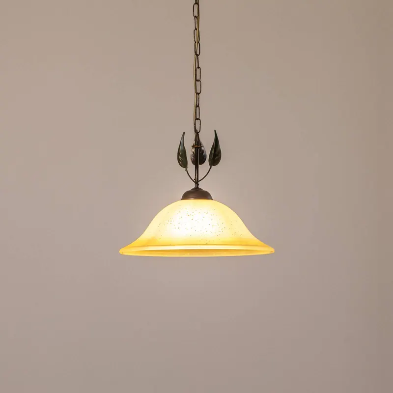Lampa wisząca Mira, kremowy/brązowy, szkło, Ø 40 cm, E27