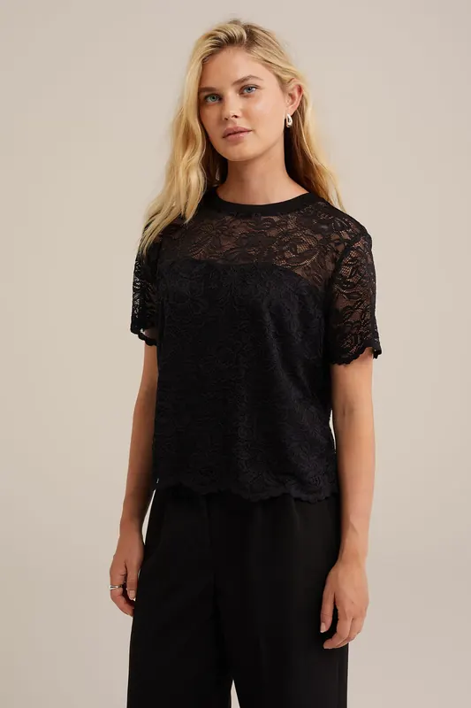We Fashion T-shirt Black Maat: S | Blouses Outlet | Dames | Zwart