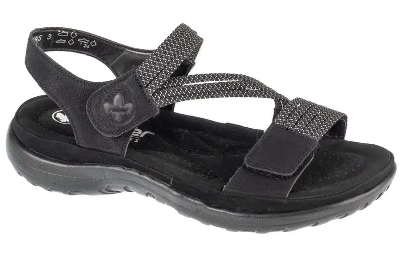 Rieker Sandals 64870-00, Damskie, Czarne, sandały, skóra syntetyczna, rozmiar: 37