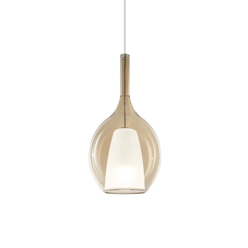 Ideal Lux Lampa wisząca Kalique 2, bursztynowa, Ø 18 cm