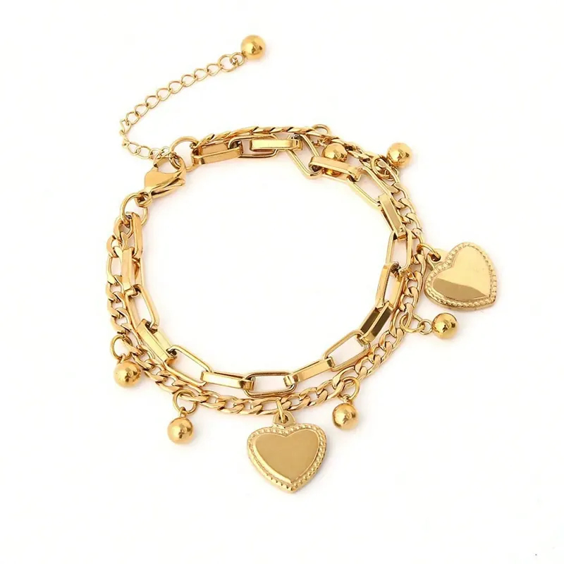 1PC Trend w modzie damskiej Wielowarstwowa stalowa bransoletka Bean Love Bracelet Travel, Date, Banquet, Party, Festival Dressing Gifts-2061
