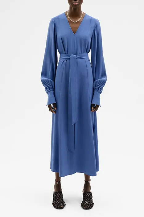 IVY OAK Dionne Short Ankle Length Midi Dress Ocean Blue Maat: 32 | Midi Jurken Outlet | Dames | Blauw