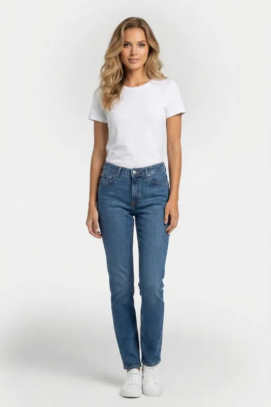 Tommy Hilfiger Sporty Mid Rise Slim Jeans Flo Maat: W29L32 | Straight Jeans Outlet | Dames | Blauw