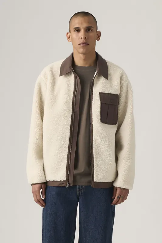 Levi's Joonie Sherpa Jacket Oatmeal Maat: M | Winterjassen Outlet | Heren | Wit