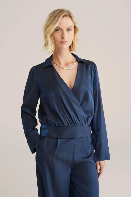 We Fashion Blouse Dark Blue Maat: M | Blouses Outlet | Dames | Blauw