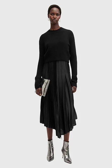 AllSaints Jax Dress Black Maat: M | Midi Jurken Outlet | Dames | Zwart