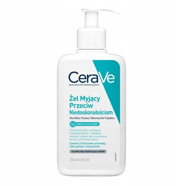 CeraVe żel myjący przeciw niedoskonałościom 236 ml kwas salicylowy ceramidy