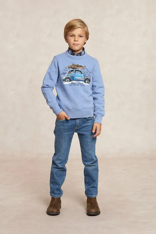 River Woods Fantasy Fleece Crew Neck Sweater Dk Glacier Mix Blue Maat: 16 | Sportkleding Outlet | kids | Blauw