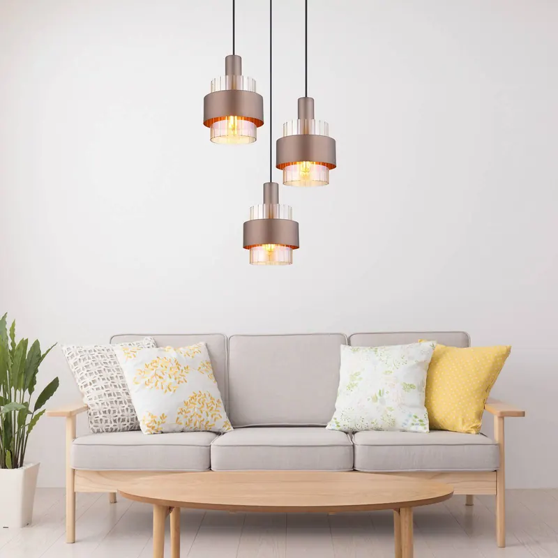 Lampa wisząca Milley, Ø 45 cm, w kolorze brązu, 3-punktowa, metalowa