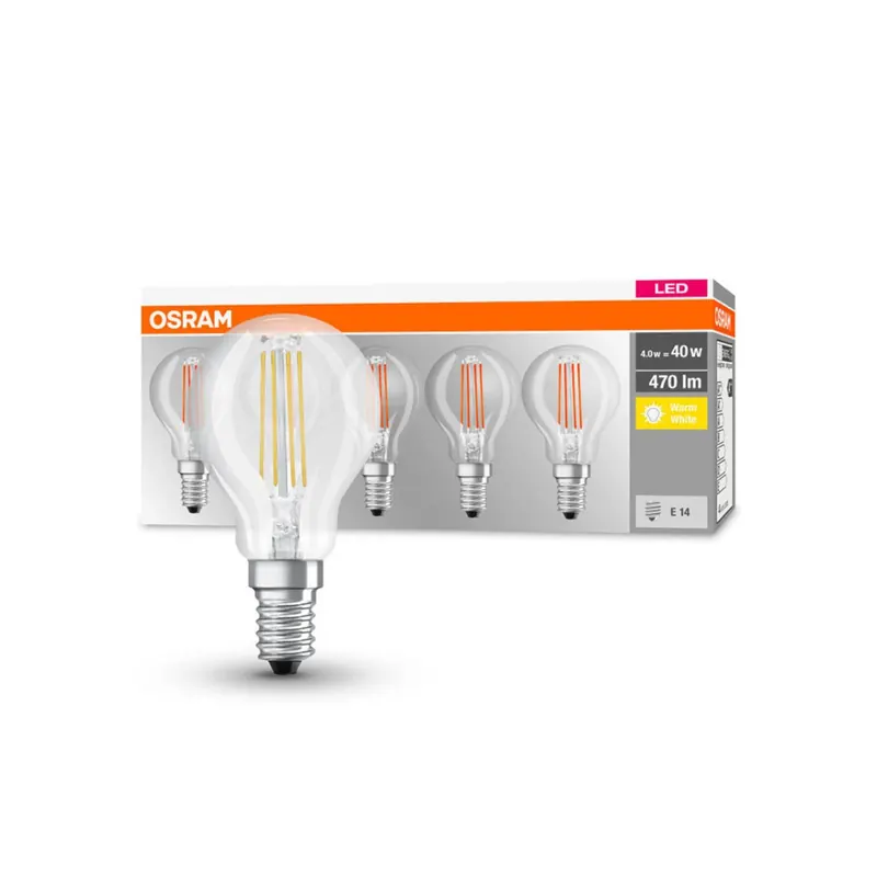 OSRAM żarówka E14 P40 4W filament 827 470lm 5 szt.