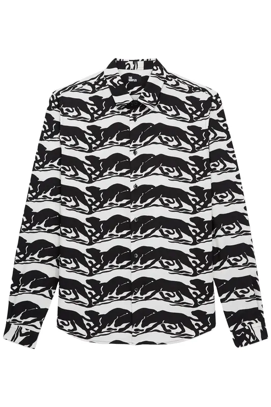 The Kooples Printed Classic Collar Shirt Black/white Maat: L | Casual Overhemden Outlet | Heren | Zwart