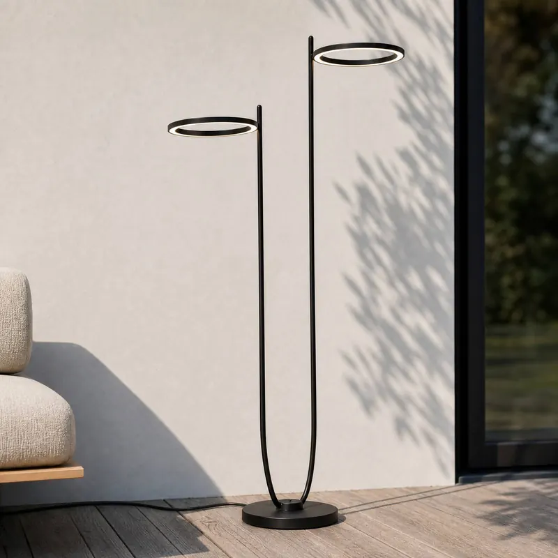 Lampa stojąca zewnętrzna LED Lucande Sylvara, czarna, CCT, 2-punktowa