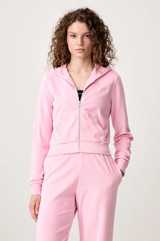 Sporty & Rich  Signature Logo Krystal bluza rozpinana welurowa damska