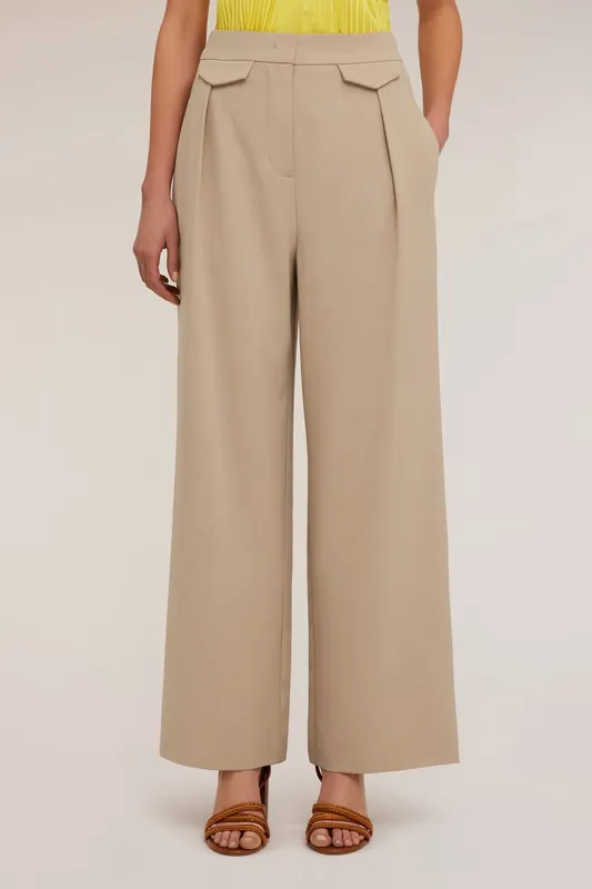 Motivi Palazzo Trousers With Pleats And Pocket Design Beige Maat: 40 | Pantalons Outlet | Dames | Beige