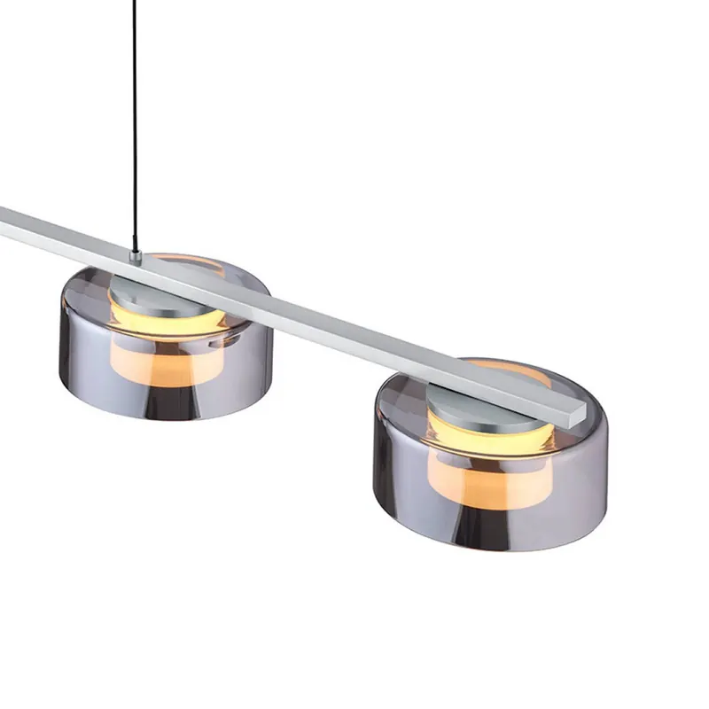 Żyrandol LED Dune, nikiel/chrom, długość 119 cm, metalowa, 5-ramienna.