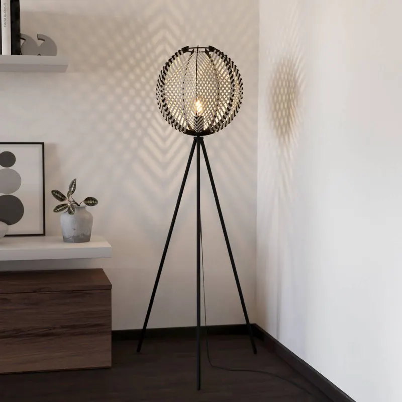 Lampa podłogowa Waverton, czarny/biały, wysokość 143 cm, stal/tkanina
