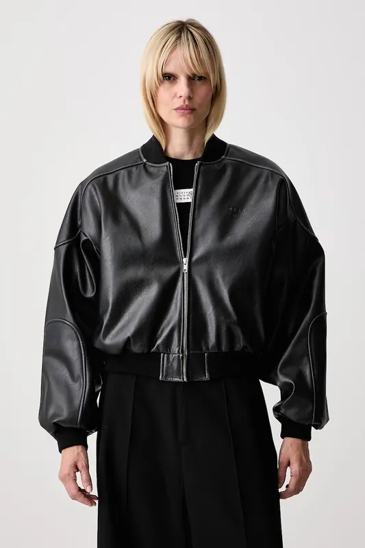 MM6 Maison Margiela bomberka damska z imitacji skóry