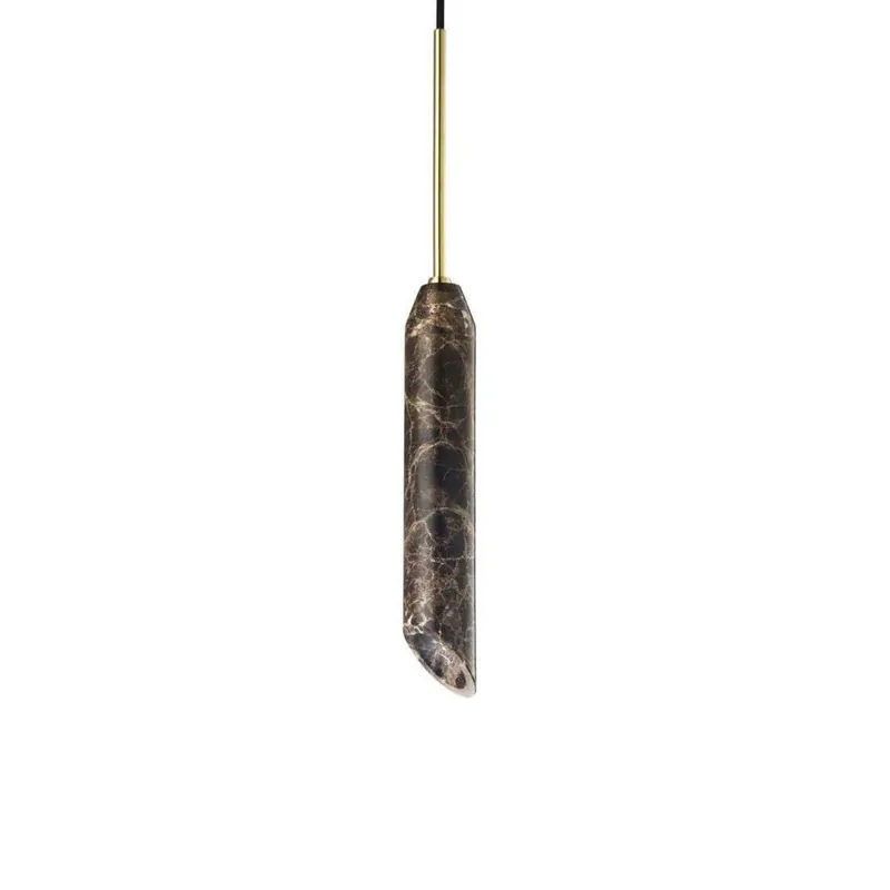 Lampa wisząca Marble ART, brązowa, marmur, wysokość 30 cm, Ø 5 cm