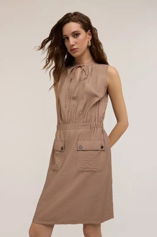 Motivi Mini Dress With Satin Pockets Brown Maat: 40 | Mini Jurken Outlet | Dames | Bruin