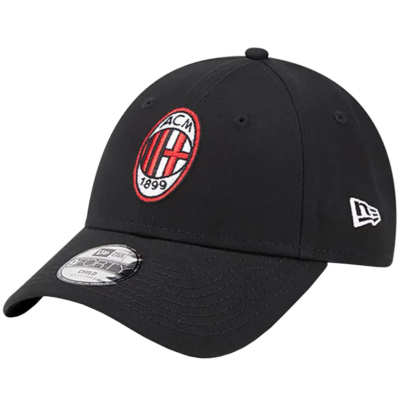 New Era 9FORTY Kids Core AC Milan Cap 60363584, Dla chłopca, Czarne, czapki z daszkiem, poliester, rozmiar: YOUTH